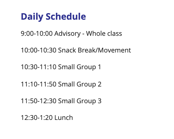 Daily Schedule